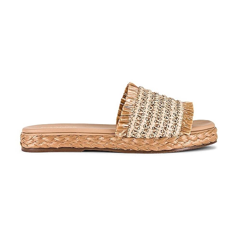 Kaanas Woven Tan Conchal Slide Sandals Size 6